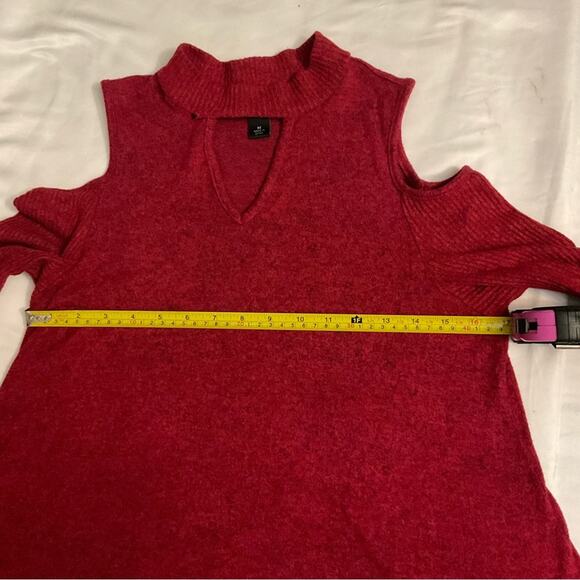 BCX Women’s Trapeze Pullover Mock Cold Shoulder Top Long Sleeve M Fall Boho Cozy - Picture 6 of 11